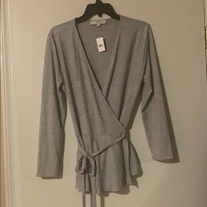 Gray wrap top